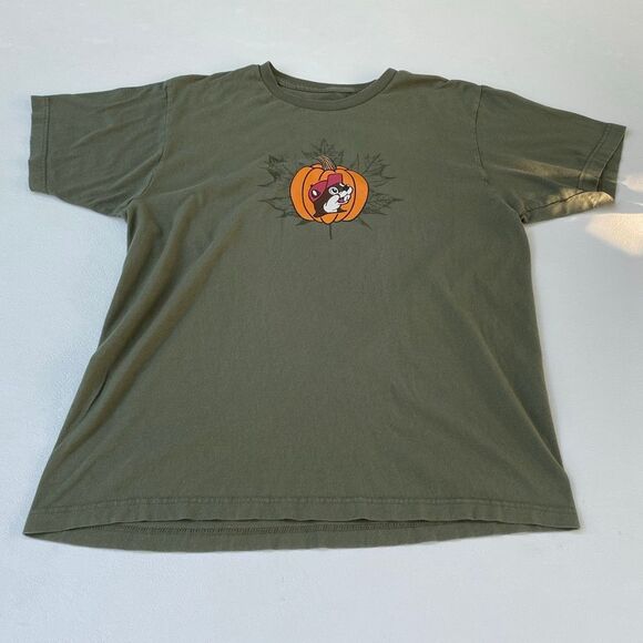 Buc-ee’s Fall Pumpkin Beaver T-Shirt Olive Green Size Large - Picture 1 of 6